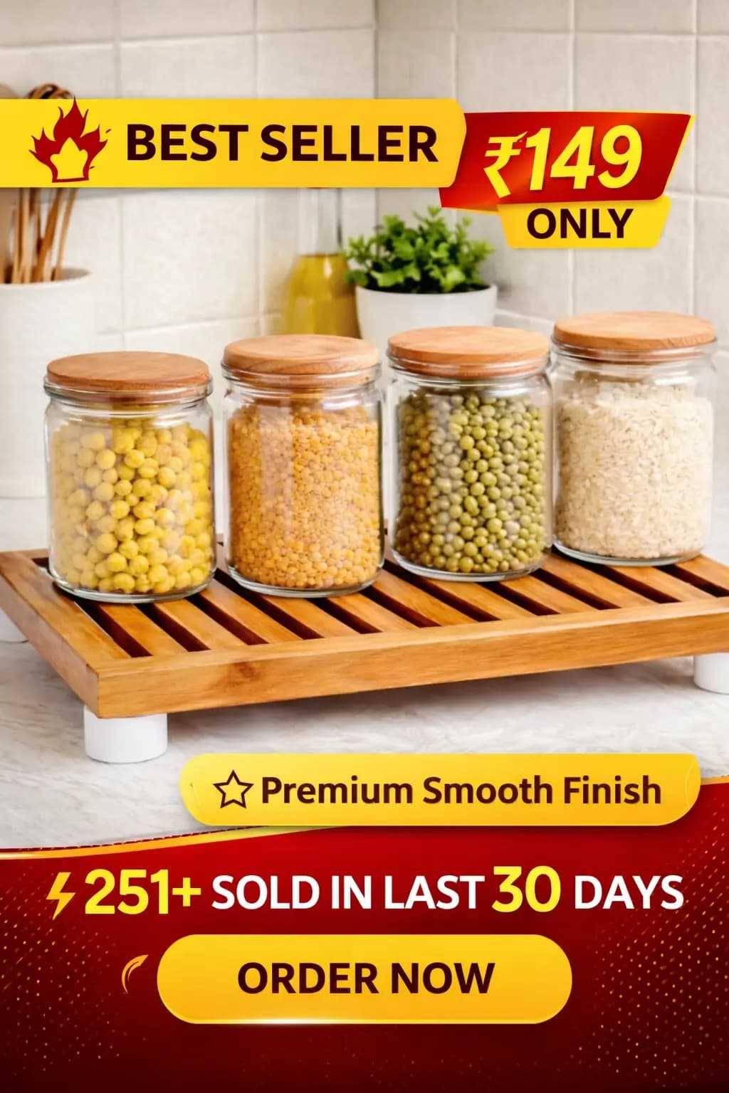 Solid Wood Kitchen Organizer Stand